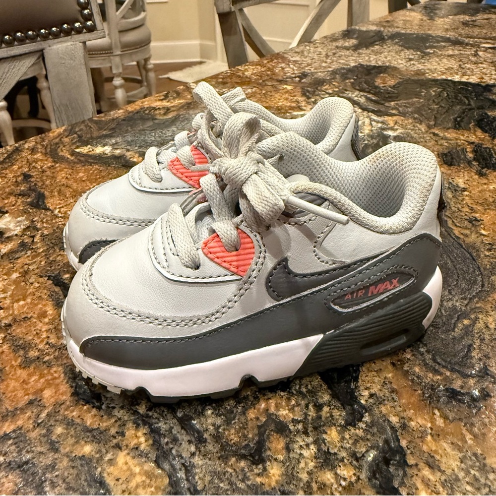 Nike Air Max 90 Leather TD 'Platinum Grey' Sneakers | Infant Size 6